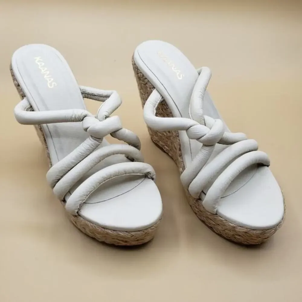 Kaanas x REVOLVE Daniela Wedge Sandals in Ivory Size‎ 8 Summer Dress Shoes